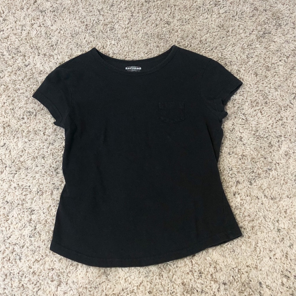 Express cotton cap sleeve black crop top xs - Picture 4 of 9